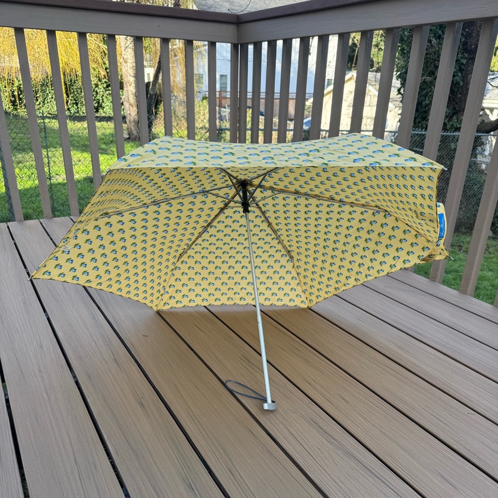 Vintage Vera Bradley Katherine Print Umbrella Bright Yellow & Blue Floral Print - Picture 3 of 8